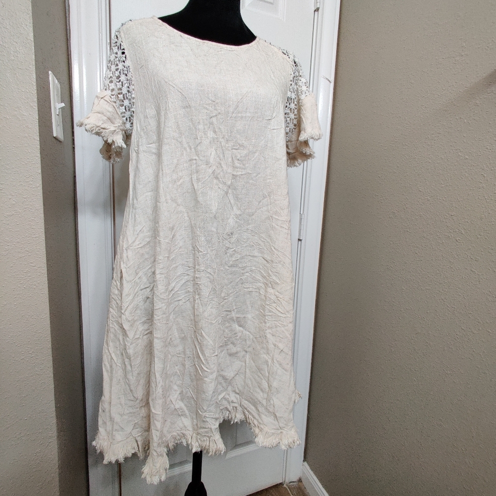 Umgee Cream Textured Mini Dress